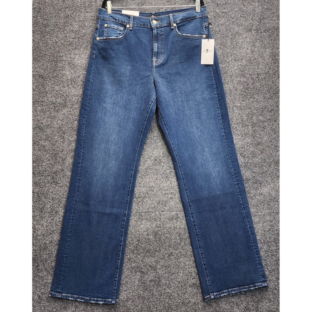 NWT‎ 7 For All Mankind Tess Trouser High Rise Wide Leg Raw Hem Jeans 31